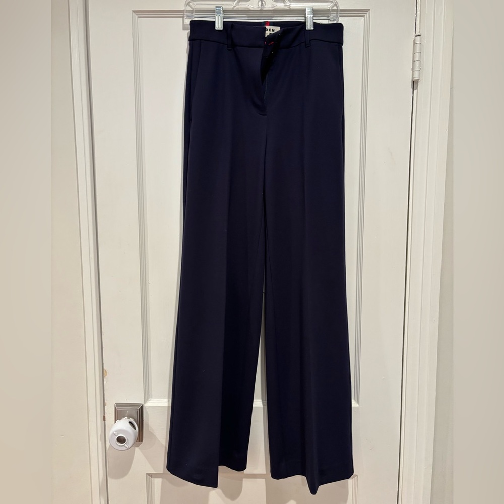 Boden Navy Wide-Leg Trousers